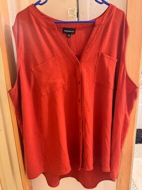 Fortune + Ivy Rust Red Button-Front V-Neck Sleeveless Tank